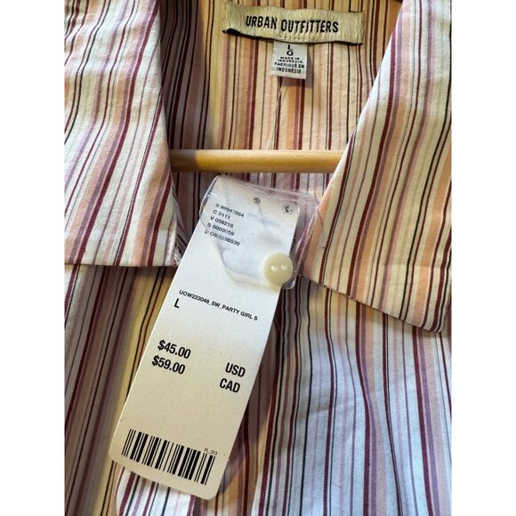 Urban Outfitters Party Girl Size Large Striped Button Up Blouse NWT - Picture 4 of 8